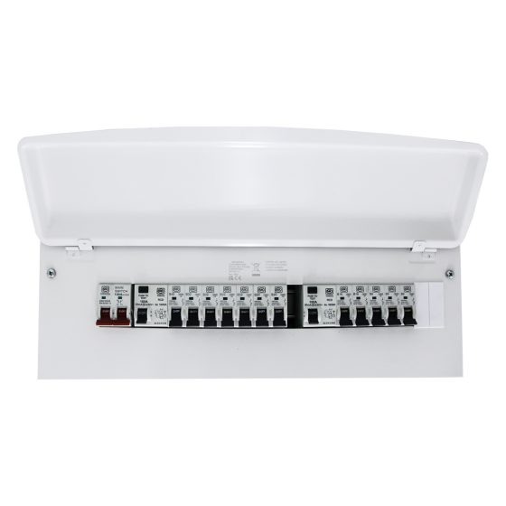 21 Way Metal Consumer Unit With 100A Switch 2 X 100A 30mA RCD -A 12 XMCB