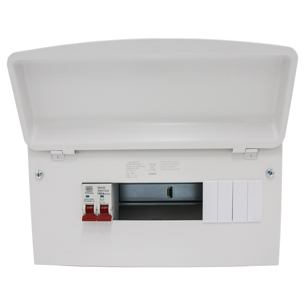 12 Way Metal Clad Consumer Unit with 100A Main Switch