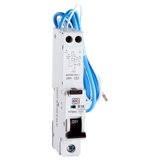 RCBO 16A 230V B CURVE 30MA TYPE AC SINGLE MODULE 6KA