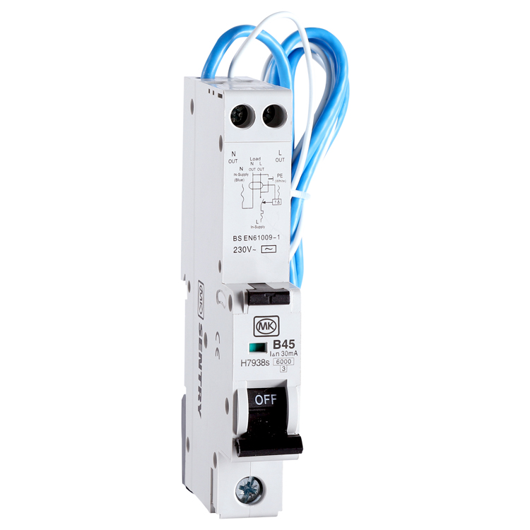 RCBO 45A 230V B CURVE 30MA TYPE AC SINGLE MODULE 6KA