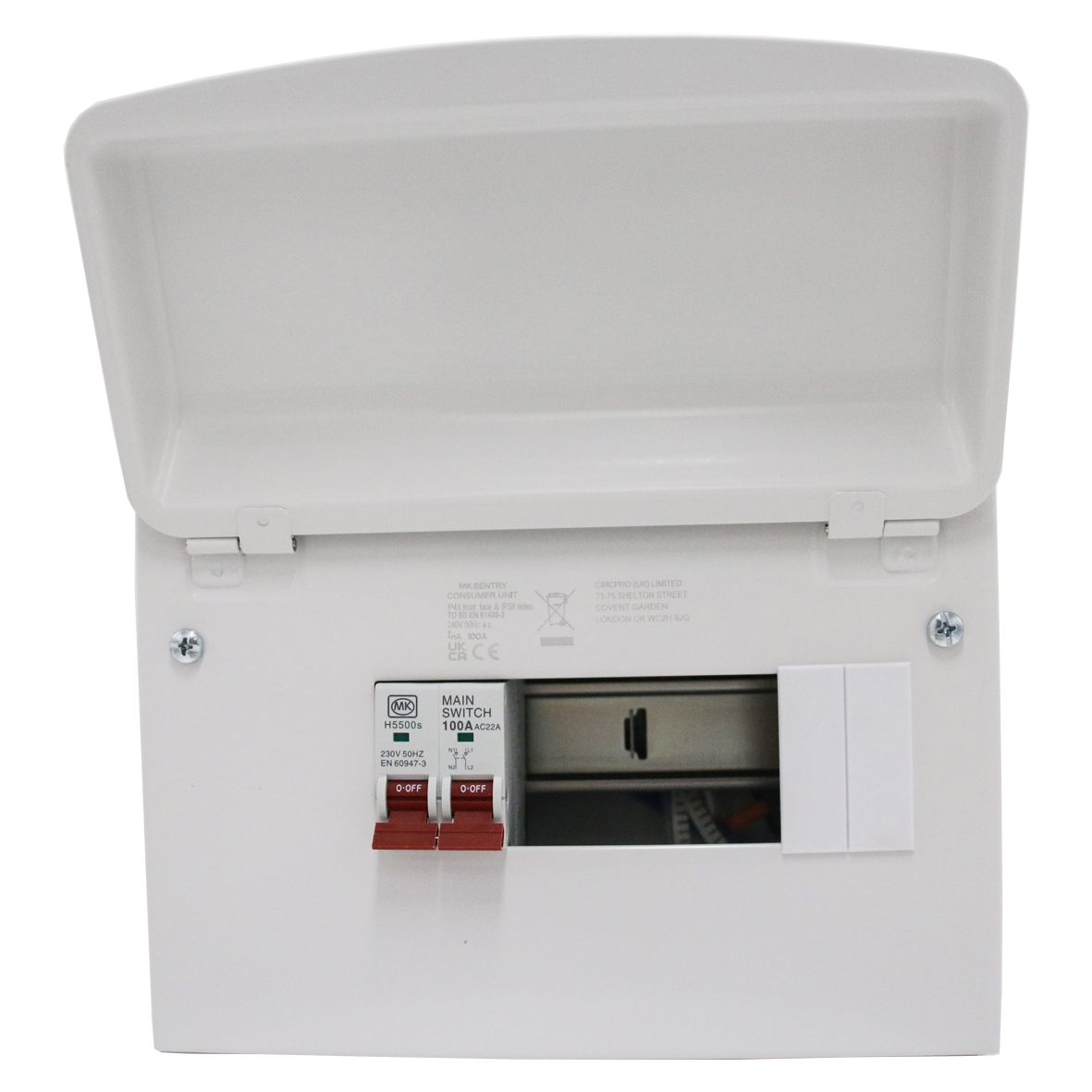 8 Way Metal Consumer Unit With 100A Switch