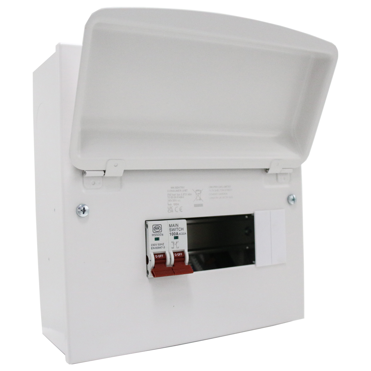8 Way Metal Consumer Unit With 100A Switch - MK CIRCUITPROTECTION