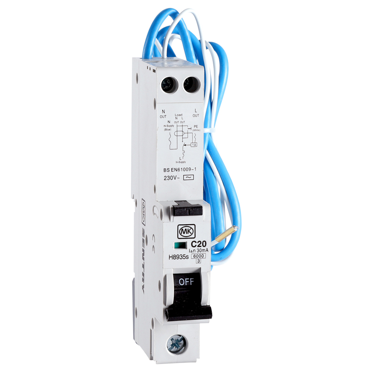 RCBO 20A 230V C CURVE 30MA TYPE AC SINGLE MODULE 6KA