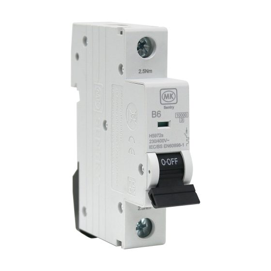 MCB 6A  SINGLE POLE B CURVE 10KA