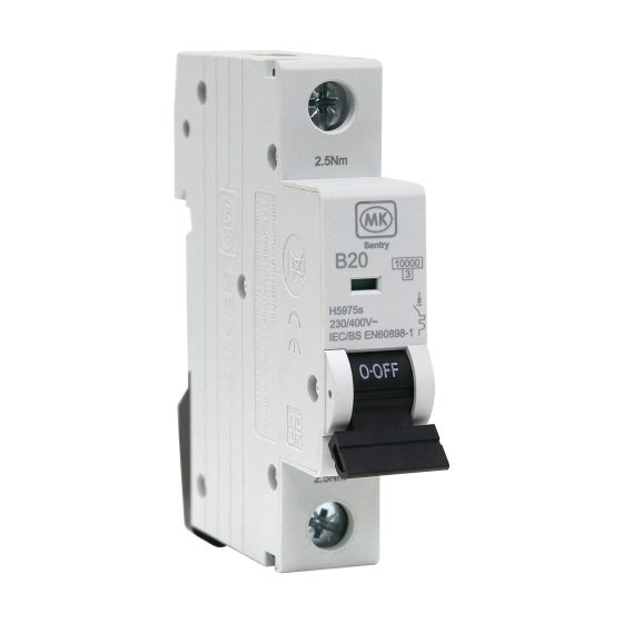 MCB 20A  SINGLE POLE B CURVE 10KA