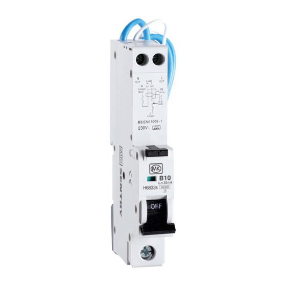RCBO 10A 230V B CURVE 30MA TYPE A SINGLE MODULE 6KA