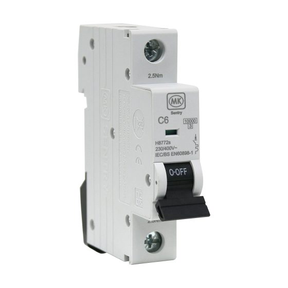 MCB 6A  SINGLE POLE C CURVE 10KA