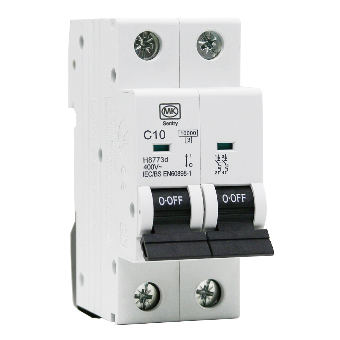 MCB 10A  2P C CURVE 10KA