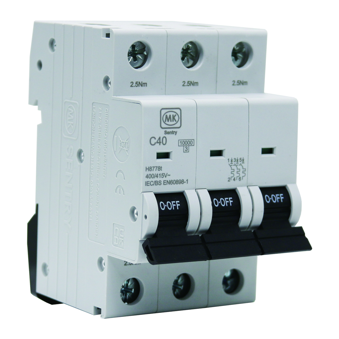 40A 3POLE 10kA C CURVE MCB