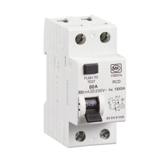 80A 2Module 2Pole 300mA Type A RCD Bi-directional