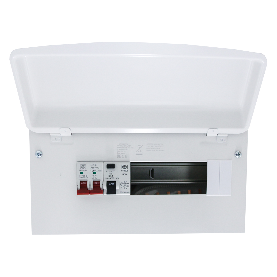 12 Way 100A Switch Metal Clad Consumer Unit with RCD 63A