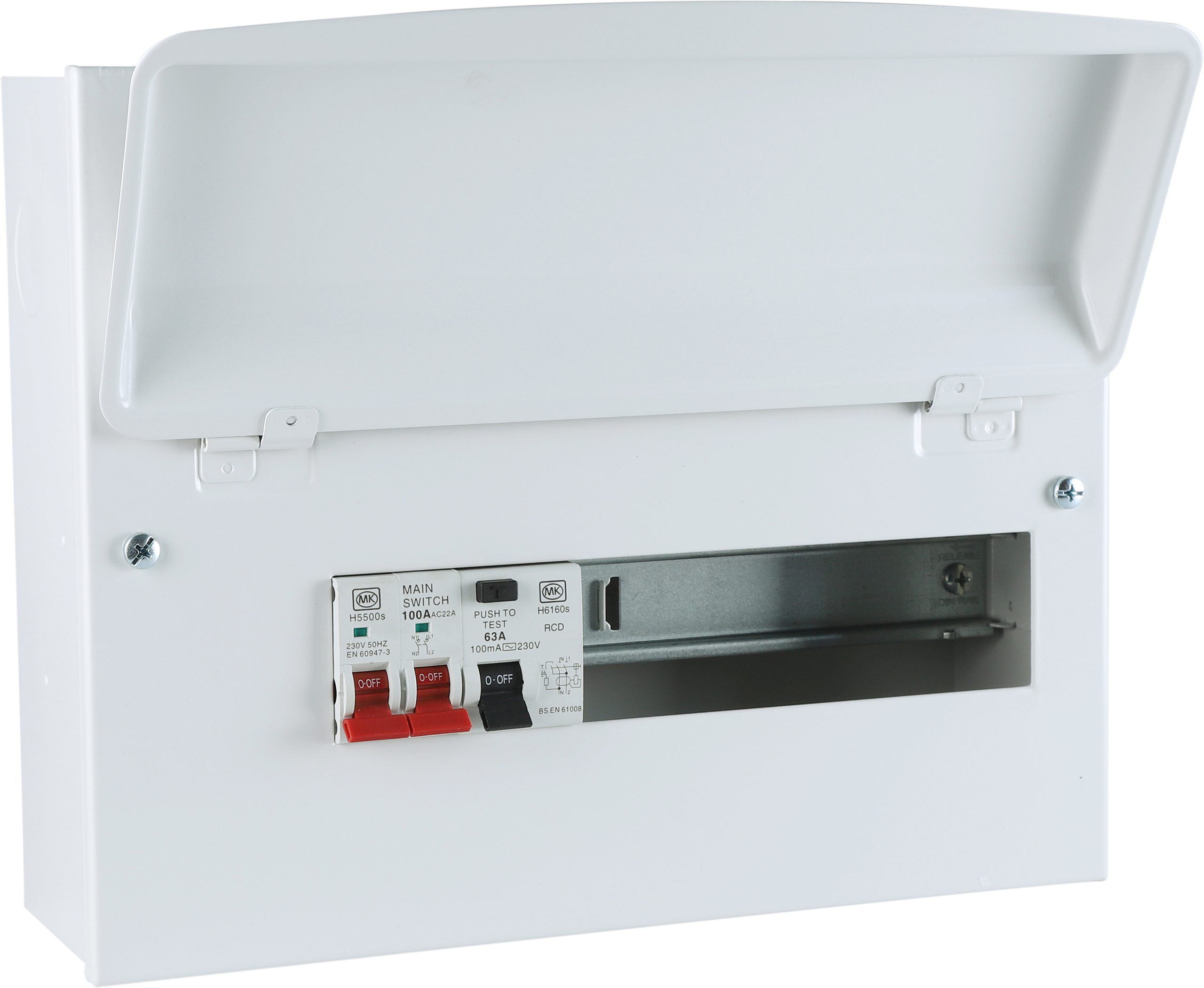 12 Way 100A Switch Metal Clad Consumer Unit with RCD 63A - MK CIRCUITPROTECTION