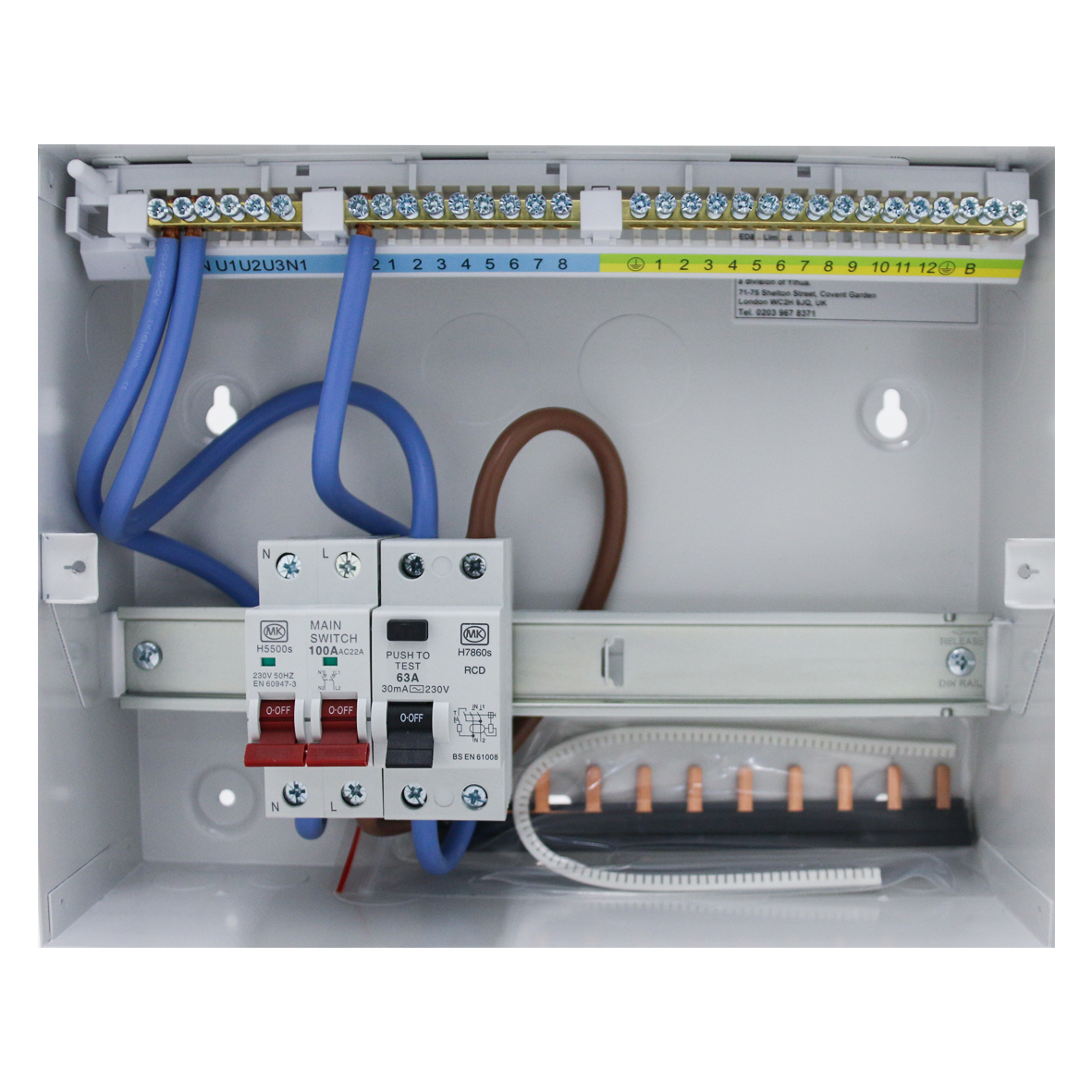 12 Way 100A Switch Metal Clad Consumer Unit with RCD 63A - MK CIRCUITPROTECTION