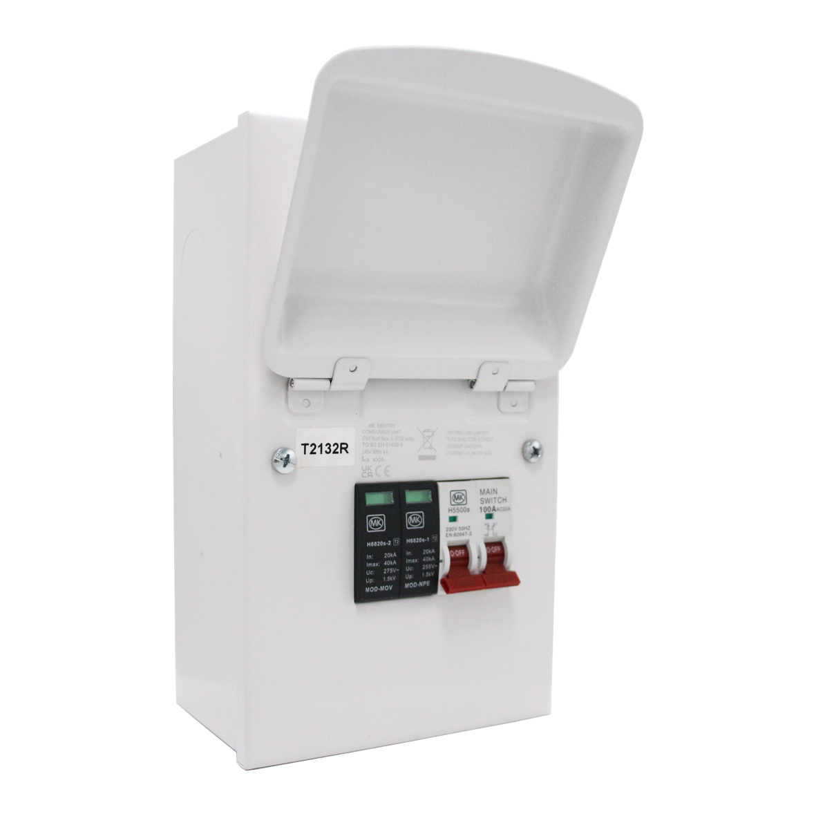 4 Way Metal Consumer Unit With 100A Switch & Surge - MK CIRCUITPROTECTION