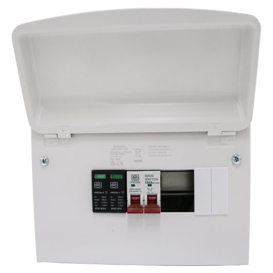 8 Way Metal Consumer Unit With 100A Switch & Surge