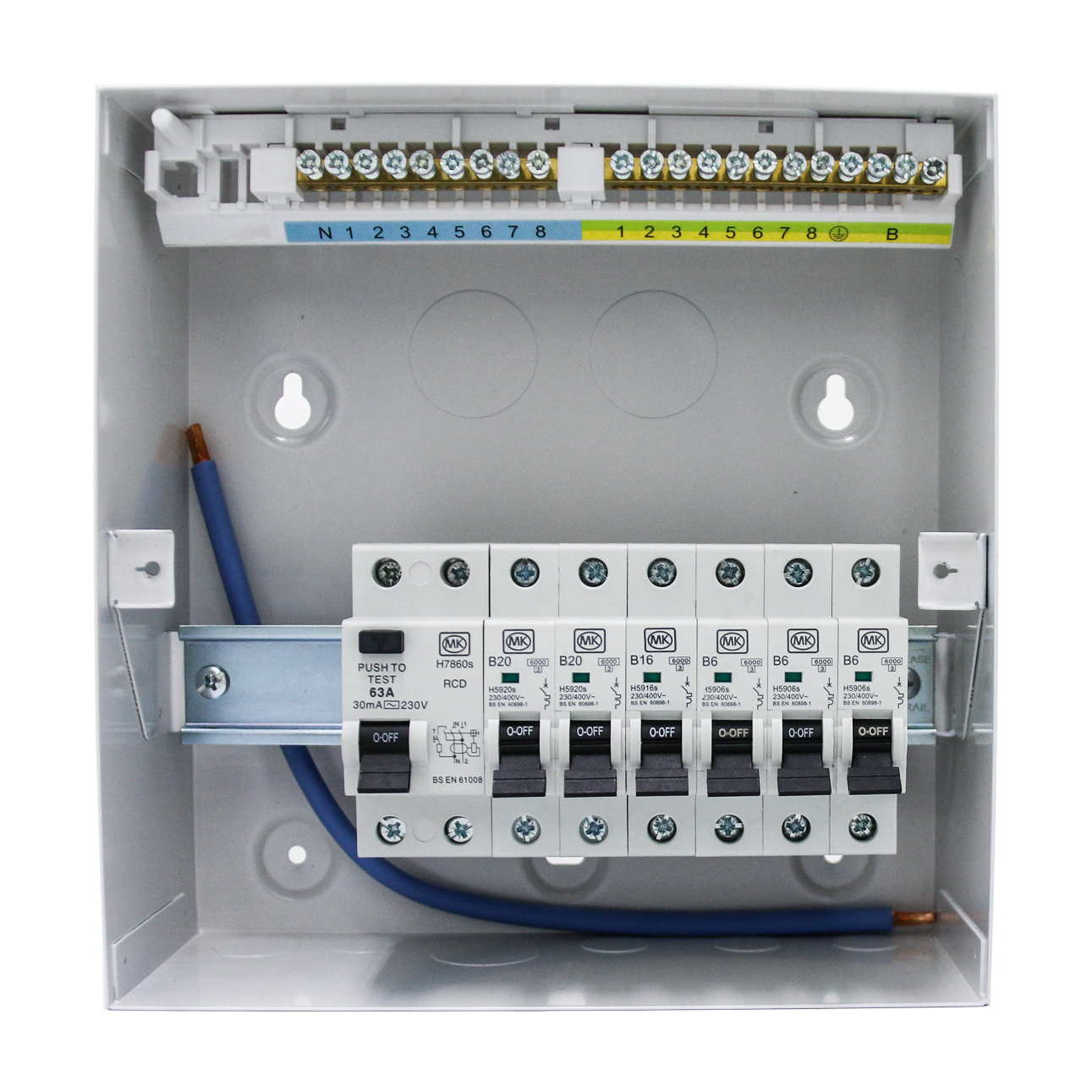8 Way Metal Consumer Unit With 100A Switch & Surge - MK CIRCUITPROTECTION