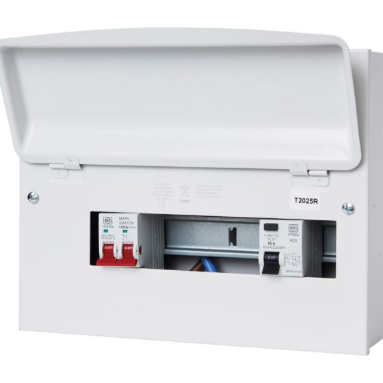 12 Way Metal Clad Consumer Unit with 100A Main Switch & RCD 80A