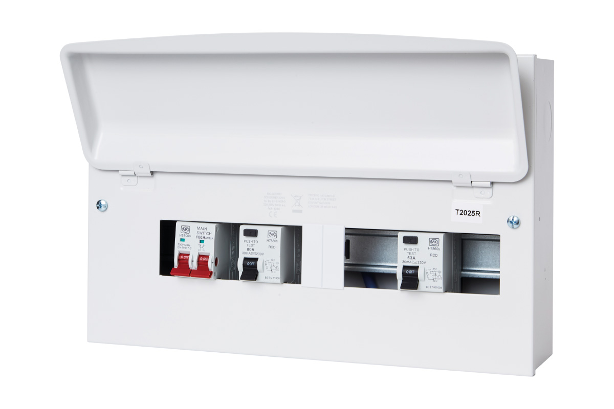 16 Way Metal Consumer Unit With 100A Switch And Dural RCD