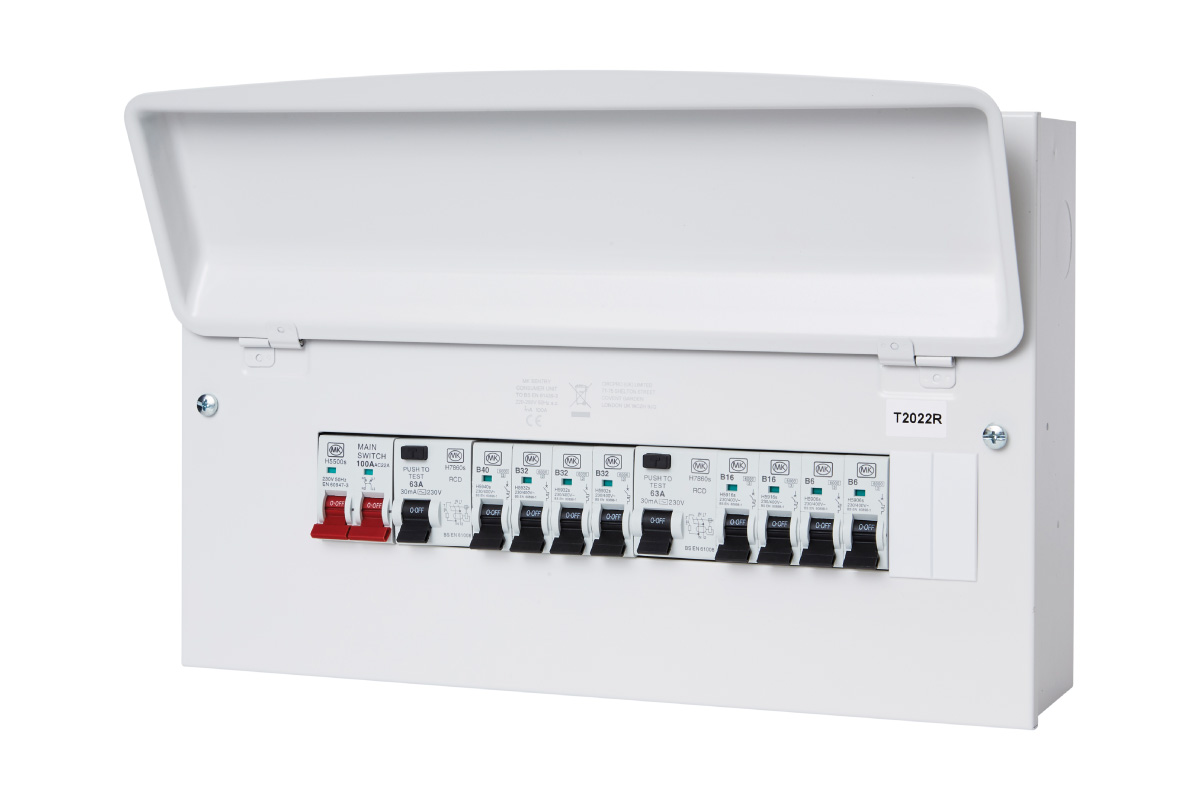 16 Way Metal Consumer Unit With 100A Switch Dural RCD 63A& 8 X MCB