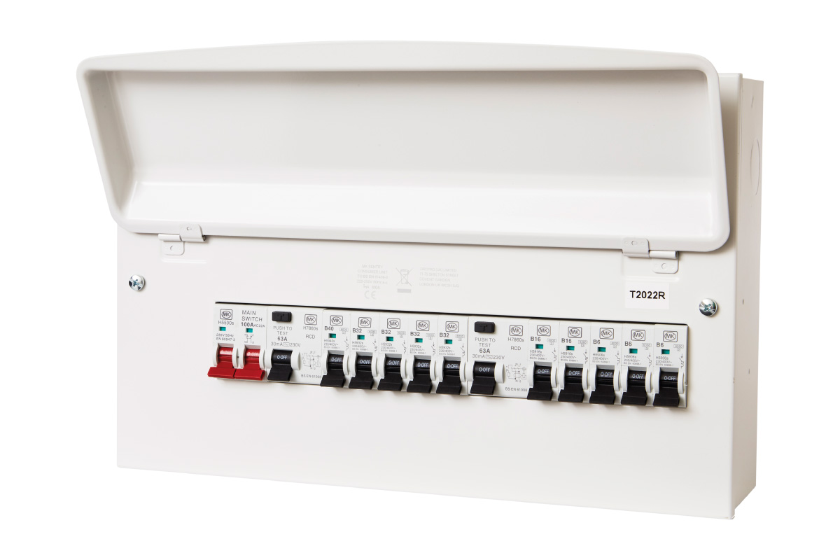16 Way Metal Consumer Unit With 100A Switch Dural RCD 63A& 10 X MCB