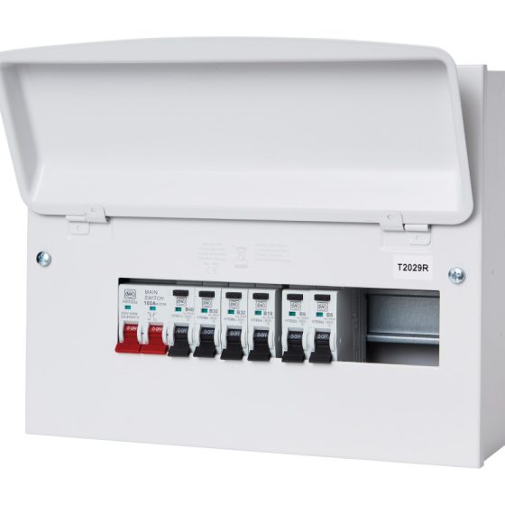 12 Way Metal Clad Consumer Unit with 100A Main Switch& 6 X RCBO