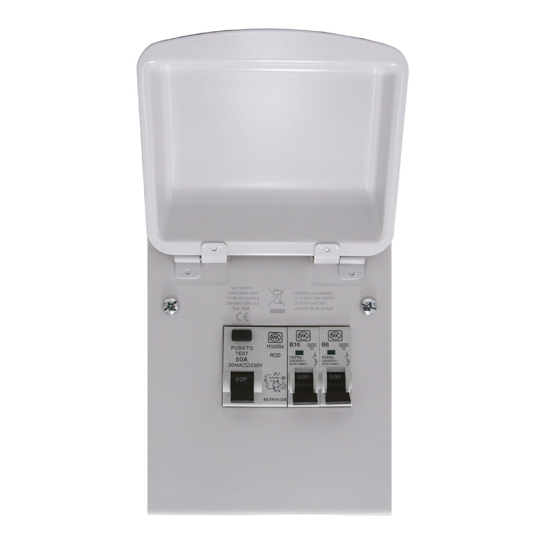 4 Way Metal Consumer Unit With 80A 30mA RCD Type A & 2XMCB