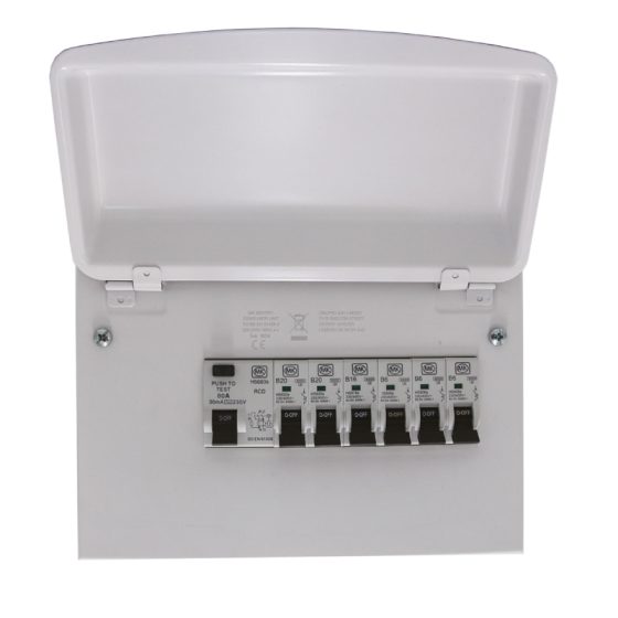8 Way Metal Consumer Unit With 80A RCD & 6X MCB
