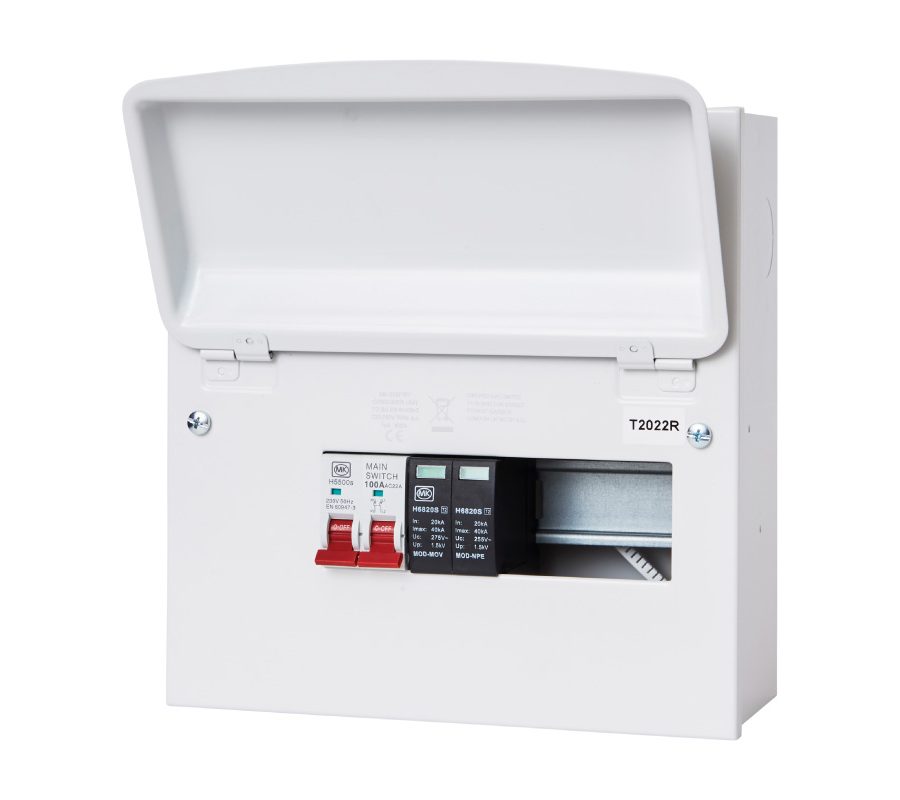 8 Way Metal Consumer Unit With 100A Switch Incomer & 1X SPD