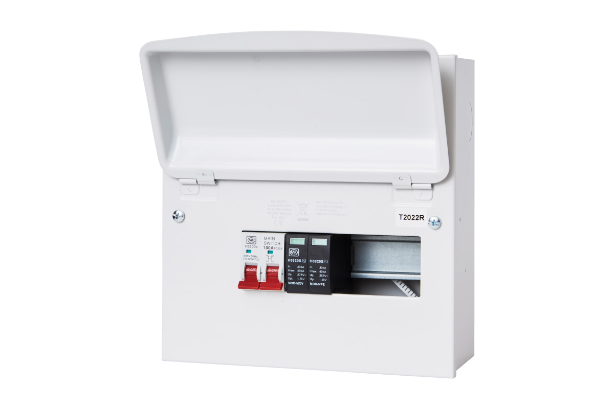 8 Way Metal Consumer Unit With 100A Switch Incomer & 1X SPD
