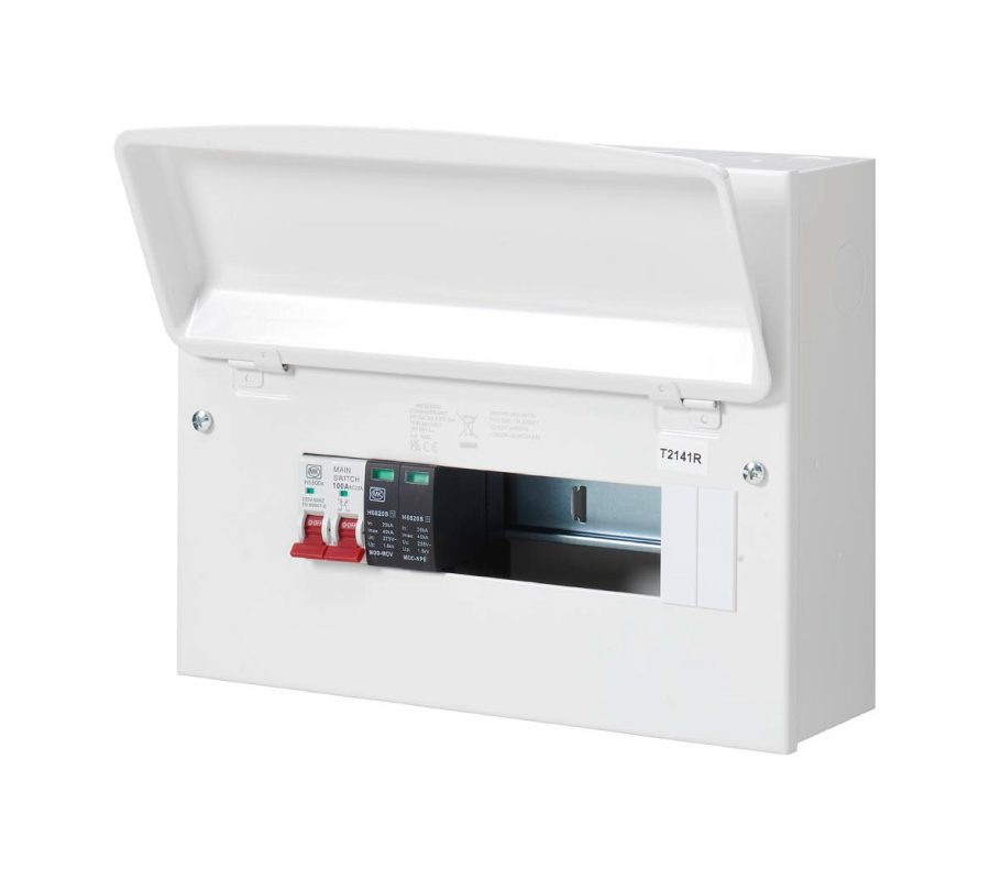 12 Way Metal Clad Consumer Unit with 100A Main Switch & Surge