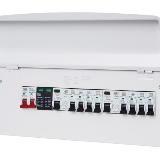 16 Way Metal Clad Consumer Unit With 100A Switch Dural RCD 100A 8 X MCB & Surge