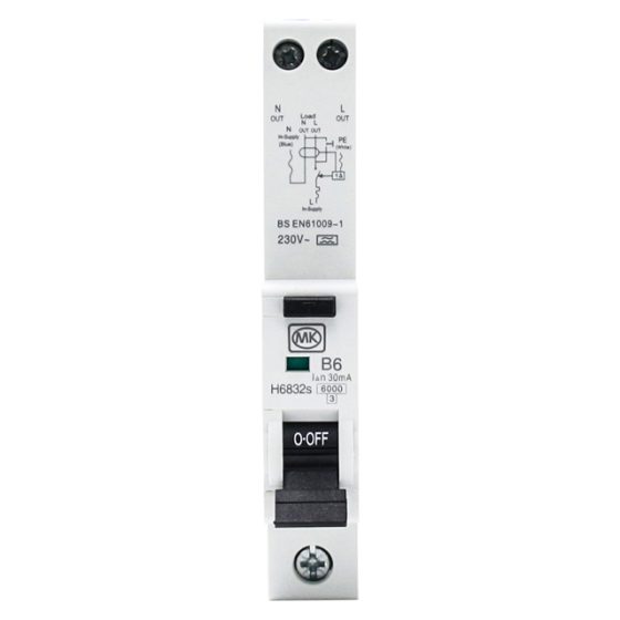 RCBO 6A 230V B CURVE 30MA TYPE A SINGLE MODULE 6KA