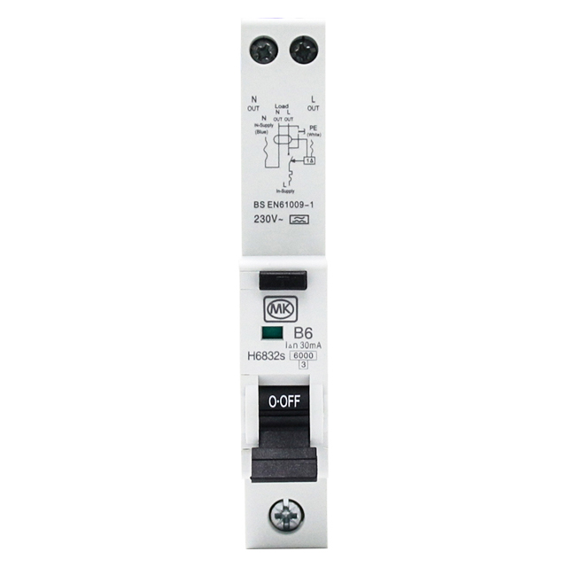 RCBO 6A 230V B CURVE 30MA TYPE A SINGLE MODULE 6KA