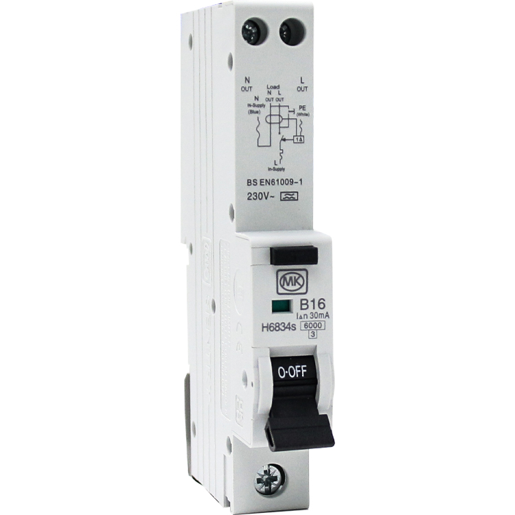RCBO 16A 230V B CURVE 30MA TYPE A SINGLE MODULE 6KA - MK CIRCUITPROTECTION