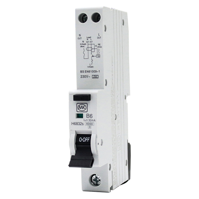 RCBO 6A 230V B CURVE 30MA TYPE A SINGLE MODULE 6KA - MK CIRCUITPROTECTION