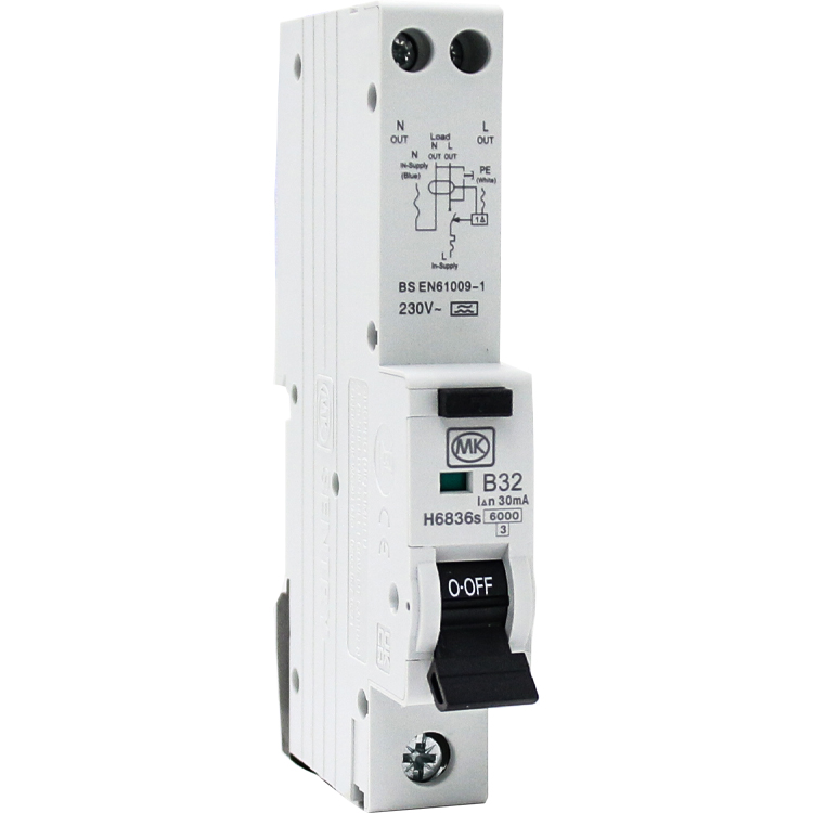 RCBO 32A 230V B CURVE 30MA TYPE A SINGLE MODULE 6KA - MK CIRCUITPROTECTION