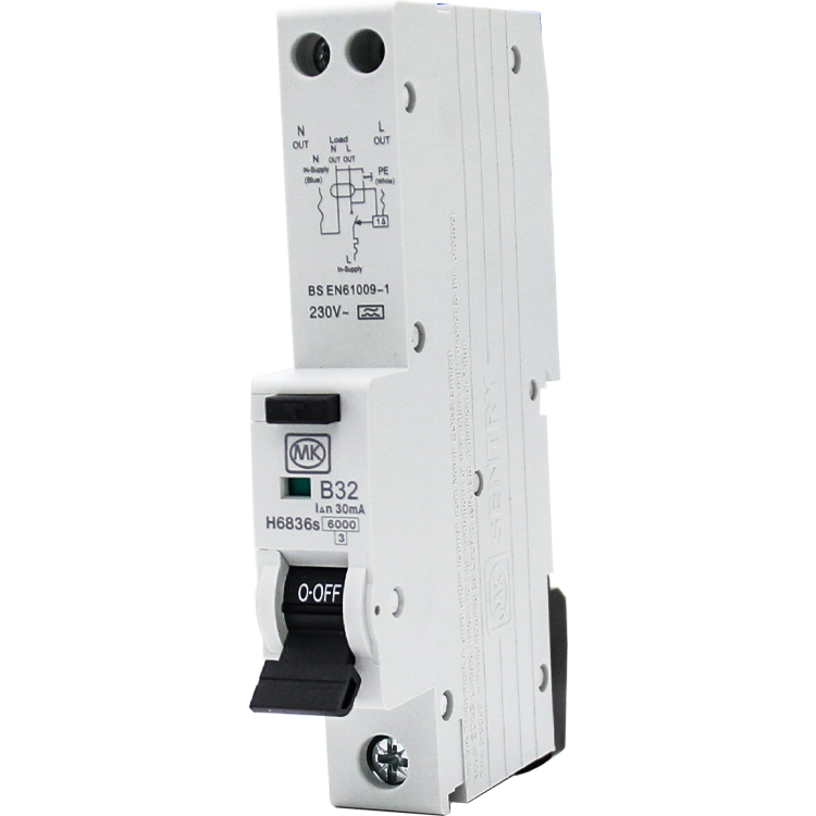 RCBO 32A 230V B CURVE 30MA TYPE A SINGLE MODULE 6KA - MK CIRCUITPROTECTION