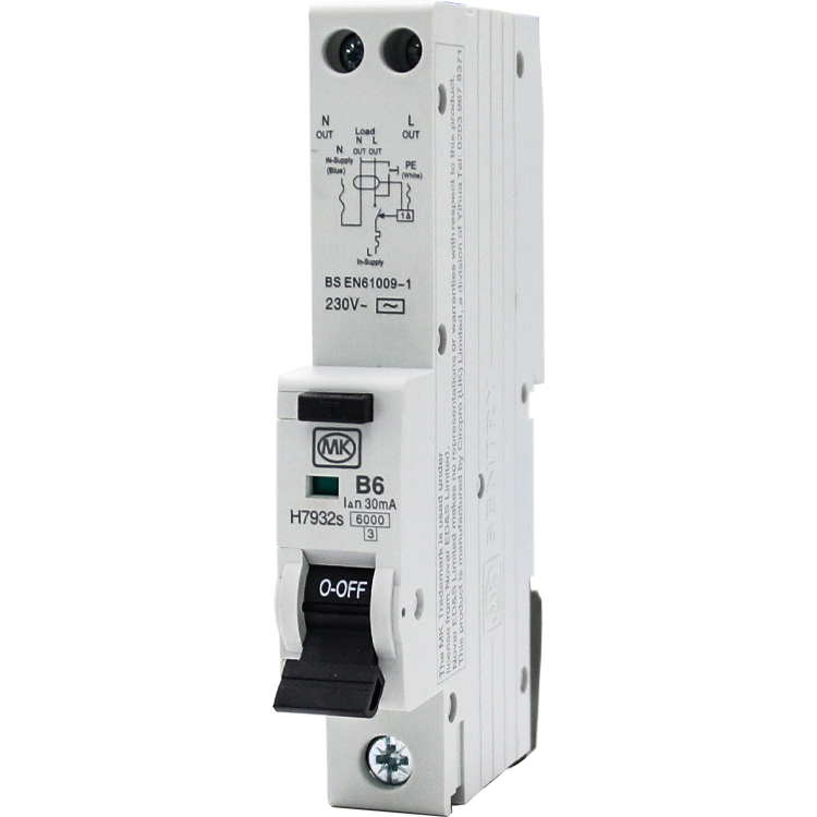 RCBO 50A 230V B CURVE 30MA TYPE A SINGLE MODULE 10KA - MK CIRCUITPROTECTION